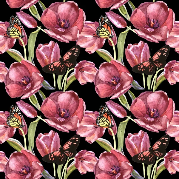 Wildflower τουλίπα λουλούδι μοτίβο σε στυλ υδροχρώματος απομονωμένες. — Φωτογραφία Αρχείου