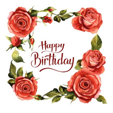 Kır çiçeği gül çiçek çerçeve izole bir suluboya tarzında.