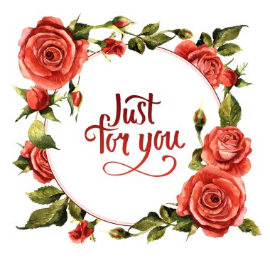 Kır çiçeği gül çiçek çelenk izole bir suluboya tarzında.