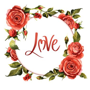 Kır çiçeği gül çiçek çelenk izole bir suluboya tarzında.