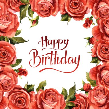 Kır çiçeği gül çiçek çerçeve izole bir suluboya tarzında.