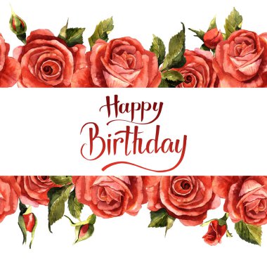 Kır çiçeği gül çiçek çerçeve izole bir suluboya tarzında.