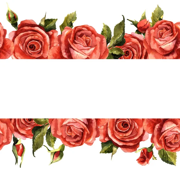 Дика квіткова рамка троянди в акварельному стилі ізольовані . — стокове фото