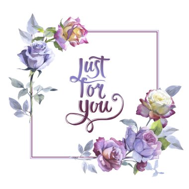 Kır çiçeği gül çiçek çerçeve izole bir suluboya tarzında.