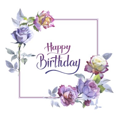 Kır çiçeği gül çiçek çerçeve izole bir suluboya tarzında.