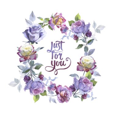 Kır çiçeği gül çiçek çelenk izole bir suluboya tarzında.