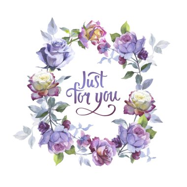 Kır çiçeği gül çiçek çelenk izole bir suluboya tarzında.