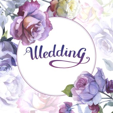 Kır çiçeği gül çiçek çerçeve izole bir suluboya tarzında.