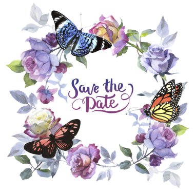 Kır çiçeği gül çiçek çelenk izole bir suluboya tarzında.