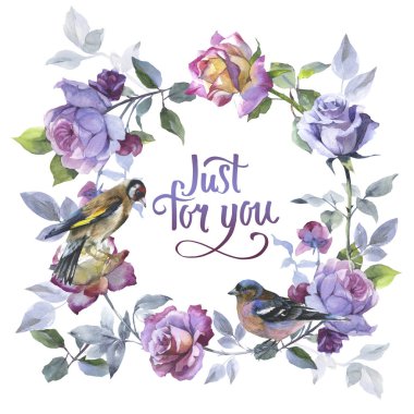 Kır çiçeği gül çiçek çelenk izole bir suluboya tarzında.