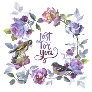 Kır çiçeği gül çiçek çelenk izole bir suluboya tarzında.