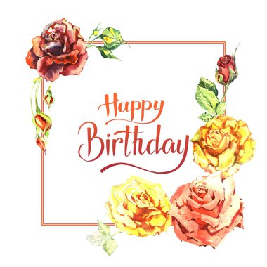 Kır çiçeği gül çiçek çerçeve izole bir suluboya tarzında.