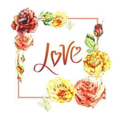 Kır çiçeği gül çiçek çerçeve izole bir suluboya tarzında.