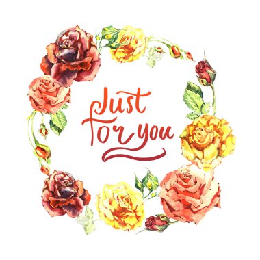 Kır çiçeği gül çiçek çelenk izole bir suluboya tarzında.