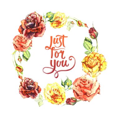 Kır çiçeği gül çiçek çelenk izole bir suluboya tarzında.