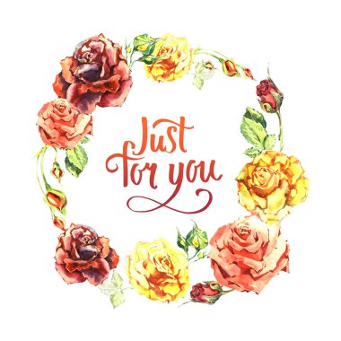 Kır çiçeği gül çiçek çelenk izole bir suluboya tarzında.