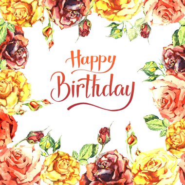 Kır çiçeği gül çiçek çerçeve izole bir suluboya tarzında.