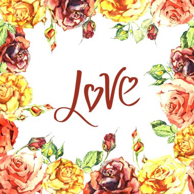 Kır çiçeği gül çiçek çerçeve izole bir suluboya tarzında.