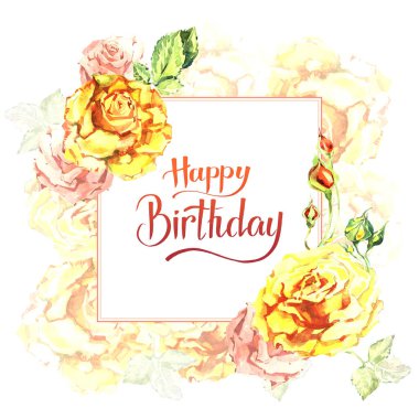 Kır çiçeği gül çiçek çerçeve izole bir suluboya tarzında.