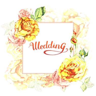 Kır çiçeği gül çiçek çerçeve izole bir suluboya tarzında.