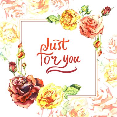 Kır çiçeği gül çiçek çerçeve izole bir suluboya tarzında.