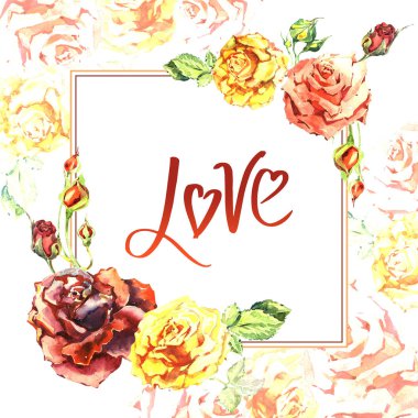 Kır çiçeği gül çiçek çerçeve izole bir suluboya tarzında.