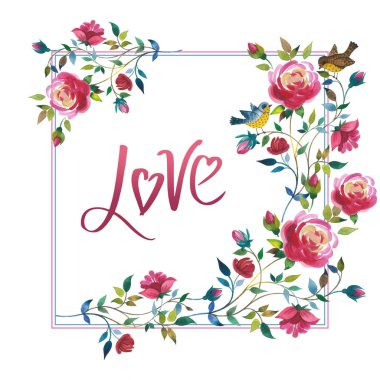 Kır çiçeği gül çiçek çerçeve izole bir suluboya tarzında.