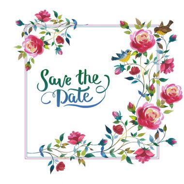 Kır çiçeği gül çiçek çerçeve izole bir suluboya tarzında.