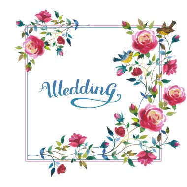 Kır çiçeği gül çiçek çerçeve izole bir suluboya tarzında.