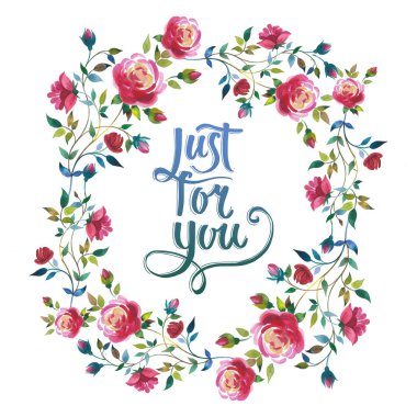 Kır çiçeği gül çiçek çelenk izole bir suluboya tarzında.