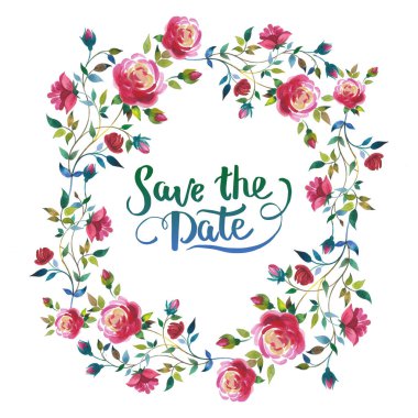 Kır çiçeği gül çiçek çelenk izole bir suluboya tarzında.