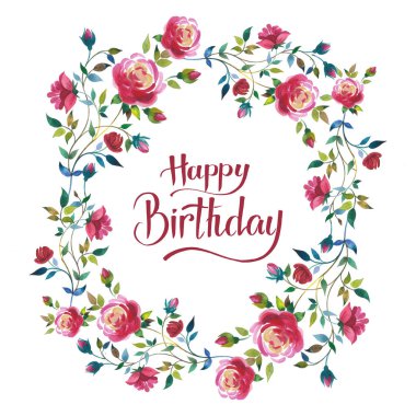 Kır çiçeği gül çiçek çelenk izole bir suluboya tarzında.