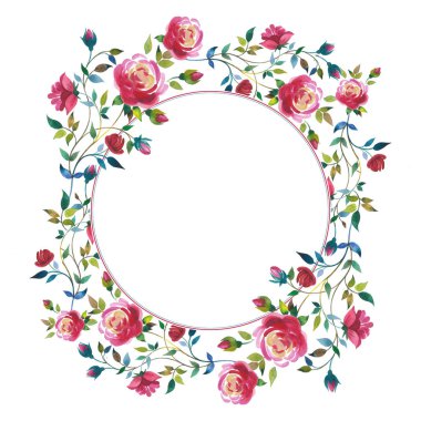 Kır çiçeği gül çiçek çelenk izole bir suluboya tarzında.