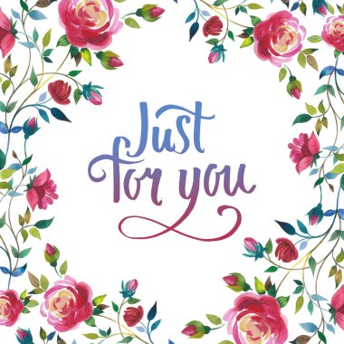 Kır çiçeği gül çiçek çerçeve izole bir suluboya tarzında.