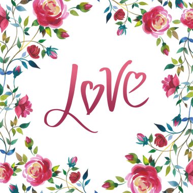 Kır çiçeği gül çiçek çerçeve izole bir suluboya tarzında.