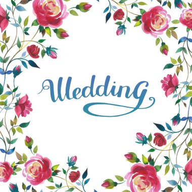 Kır çiçeği gül çiçek çerçeve izole bir suluboya tarzında.