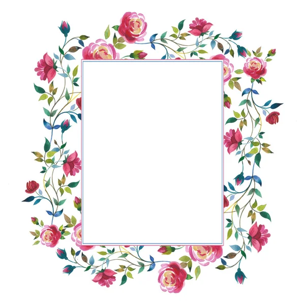 Wildblume Rose Blume Rahmen in einem Aquarell-Stil isoliert. — Stockfoto