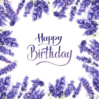 Kır çiçeği lavanta çiçek çerçeve izole bir suluboya tarzında.