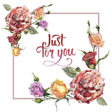 Kır çiçeği gül çiçek çerçeve izole bir suluboya tarzında.