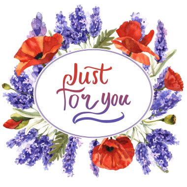 Kır çiçeği lavanta çiçek çerçeve izole bir suluboya tarzında.