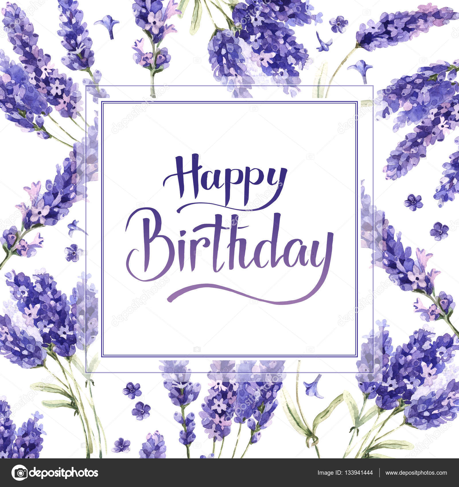 Wildflower lavender flower frame in a watercolor style isolated