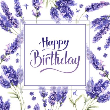 Kır çiçeği lavanta çiçek çerçeve izole bir suluboya tarzında.