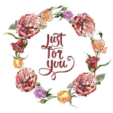 Kır çiçeği gül çiçek çelenk izole bir suluboya tarzında.