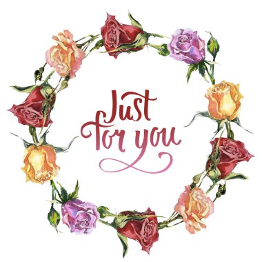 Kır çiçeği gül çiçek çelenk izole bir suluboya tarzında.