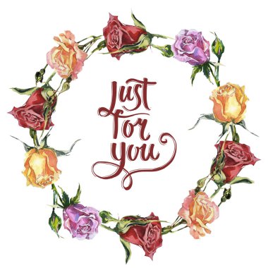 Kır çiçeği gül çiçek çelenk izole bir suluboya tarzında.