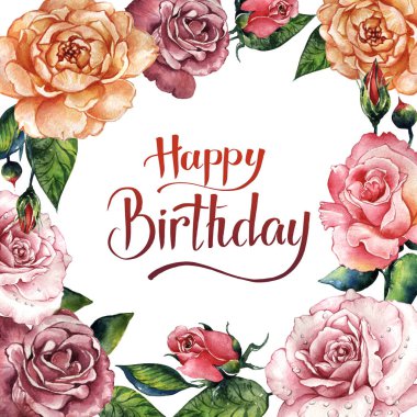 Kır çiçeği gül çiçek çerçeve izole bir suluboya tarzında.