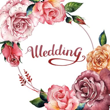 Kır çiçeği gül çiçek çerçeve izole bir suluboya tarzında.