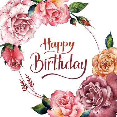 Kır çiçeği gül çiçek çerçeve izole bir suluboya tarzında.