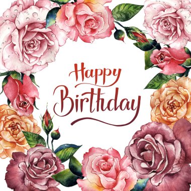 Kır çiçeği gül çiçek çerçeve izole bir suluboya tarzında.