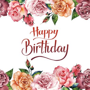 Kır çiçeği gül çiçek çerçeve izole bir suluboya tarzında.